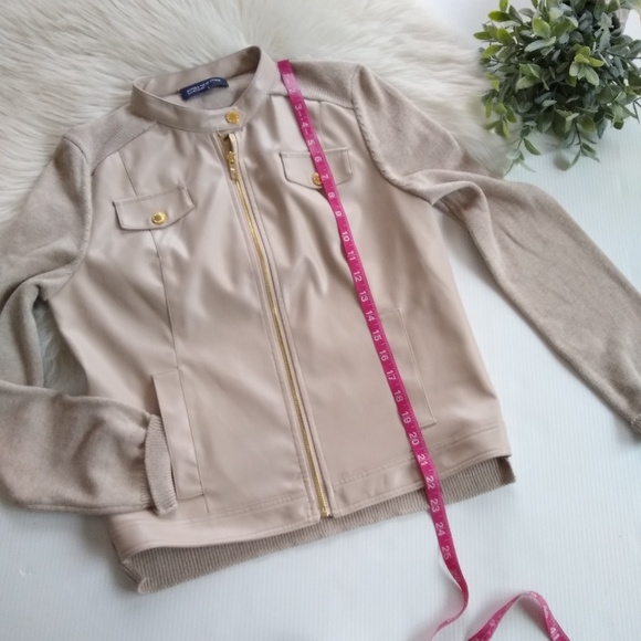 JONES NEW YORK tan faux leather knit Jacket - Picture 5 of 8
